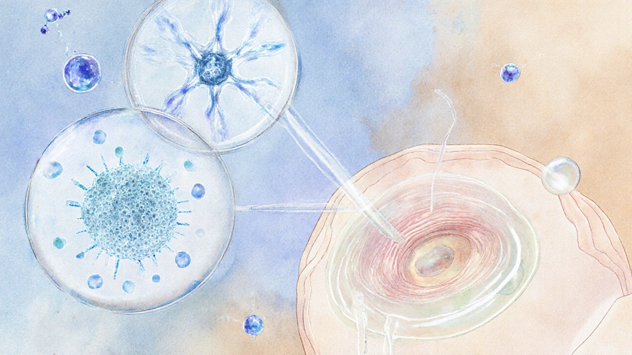 Abstraktní znázornění kůže s póry, kde kyselina salicylová a retinol pomáhají obnovit jejich strukturu.