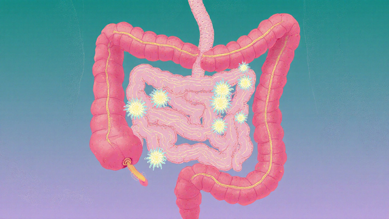 Grafické znázornění bakterií cestujících střevy s různými počty CFU.