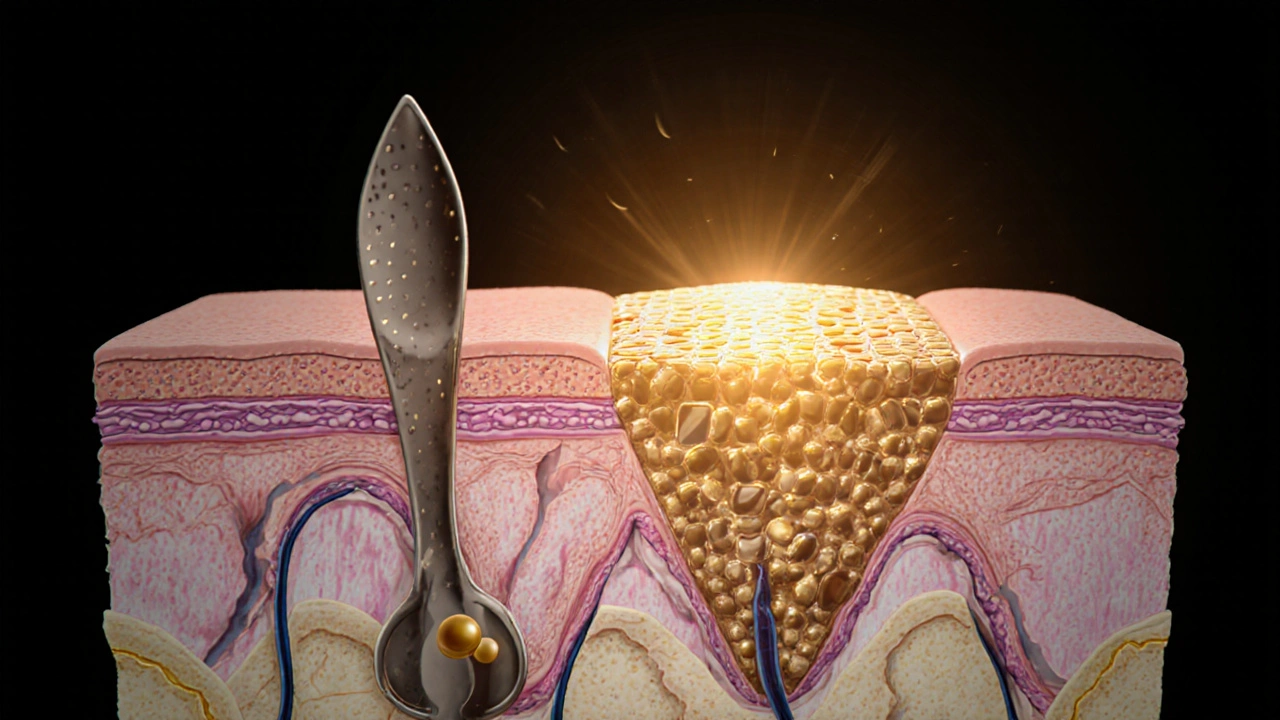 Mikroskopický pohled na obnovu lipidové bariéry kůže ceramidy a mastnými kyselinami