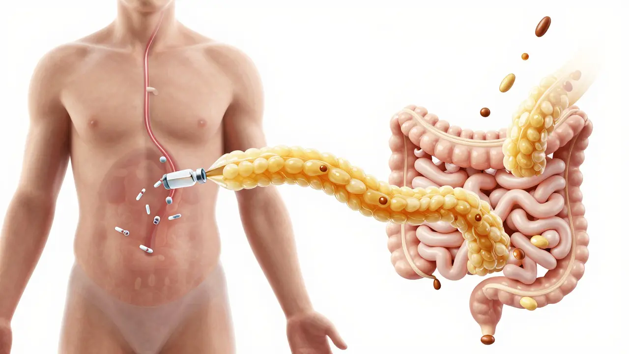 Transparenční ilustrace těla s různým vstřebáváním kolagenu a želatiny.