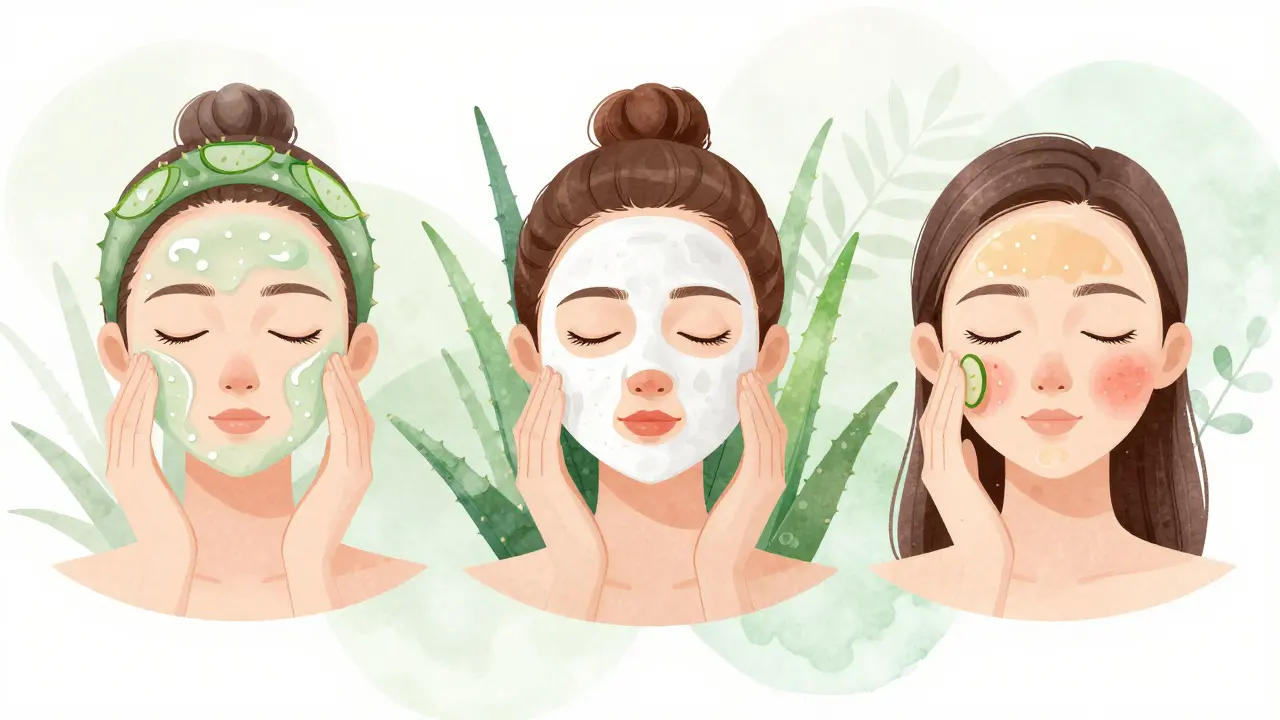 Tři způsoby použití aloe vera na pleť: hydratace, maska na akné a léčba popálenin.