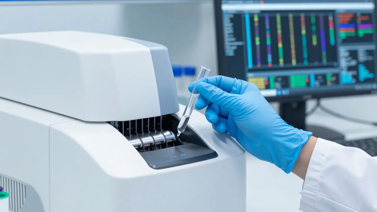 Laboratorní vyšetření vzorku pro genetické sekvenování DNA bakterií.