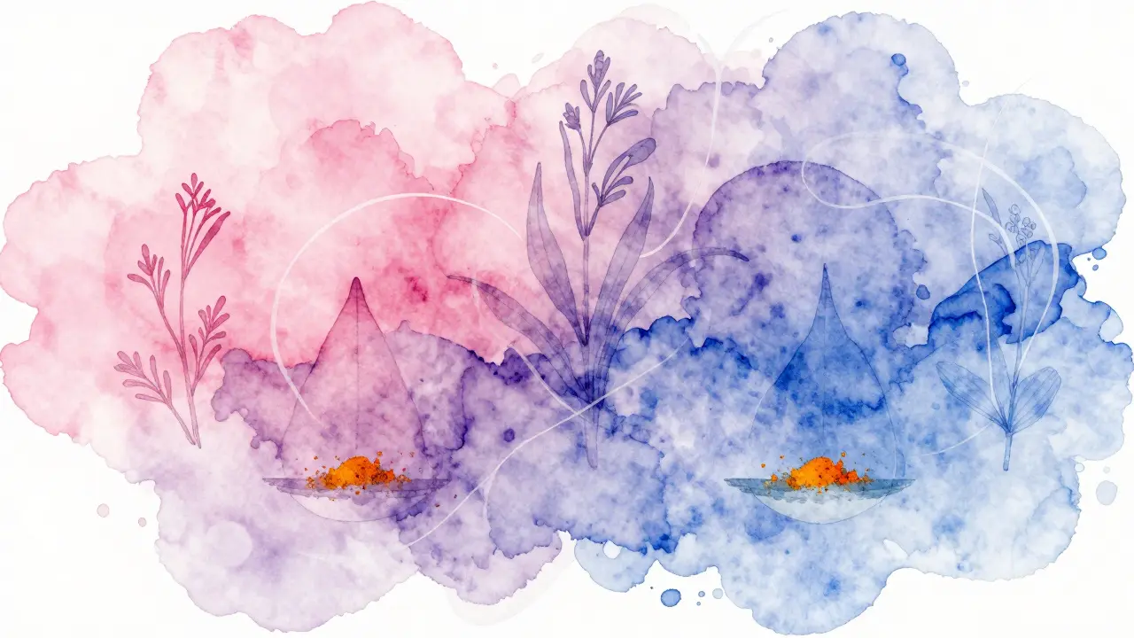 Abstraktní ilustrace hormonální rovnováhy a přírodních látek