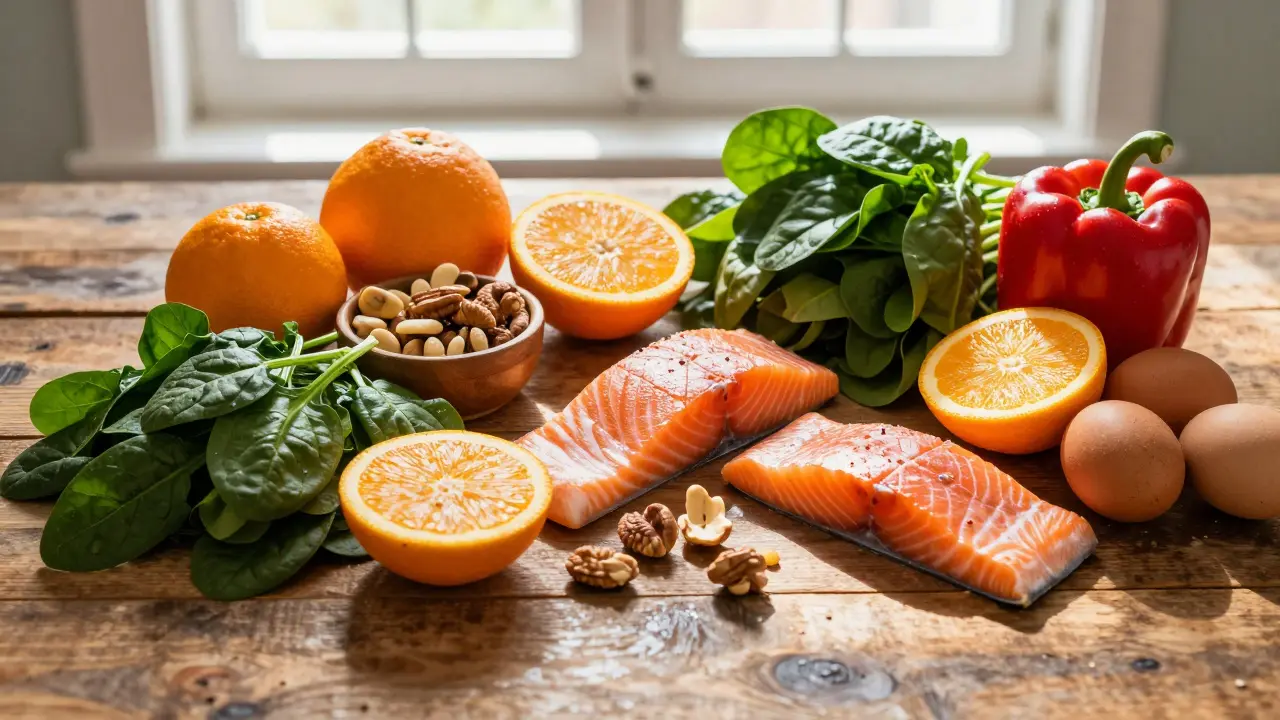 Čerstvé ovoce, zelenina a ryby jako přirozené zdroje vitamínů