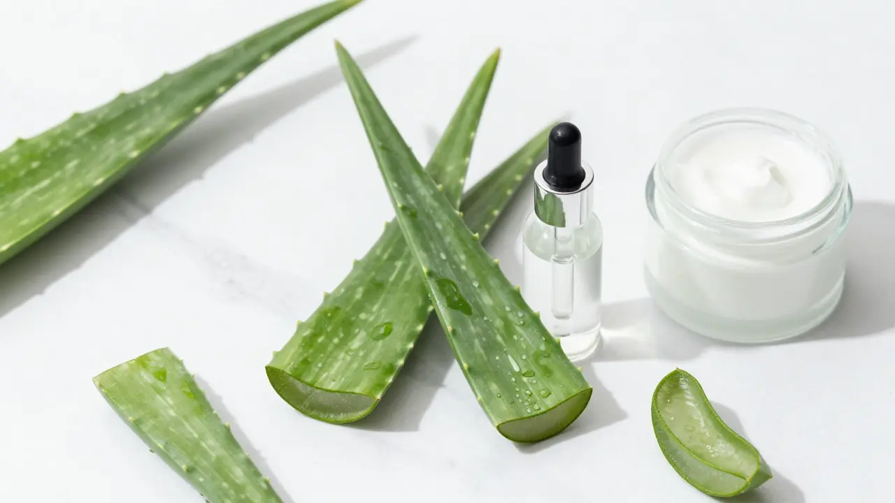 Přehled uklidňujících ingrediencí: aloe vera, sérum a krém