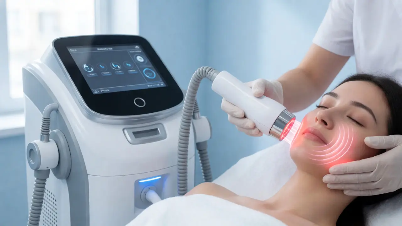 Profesionální ošetření obličeje přístrojem v moderní klinice